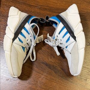 Roberto Cavalli Kids White Sneakers with Blue & Black Accents